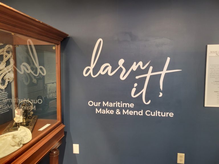 Darn It! Our Maritime Make and Mend Culture exhibit title wall decal