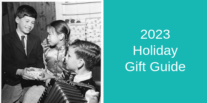 Header image of children receiving gifts