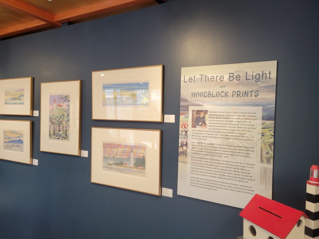 Let There Be Light with Woodblock Prints exhibit installed in the gallery