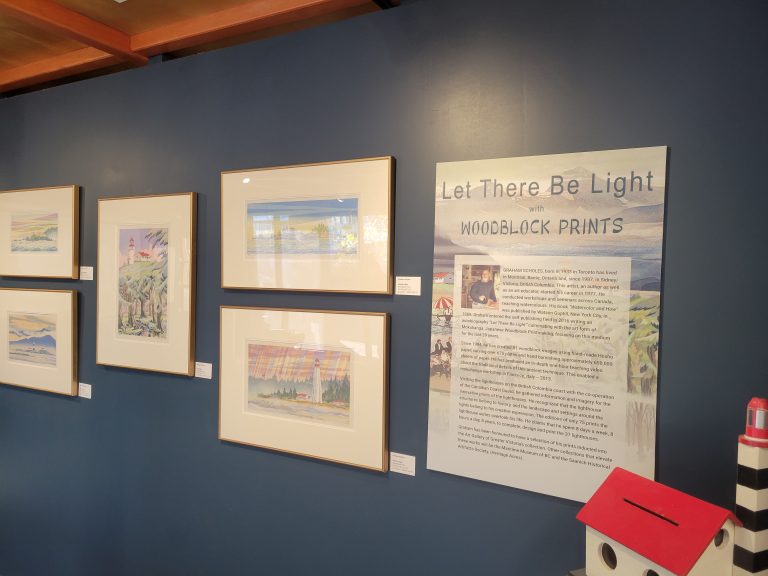 Let There Be Light with Woodblock Prints exhibit installed in the gallery