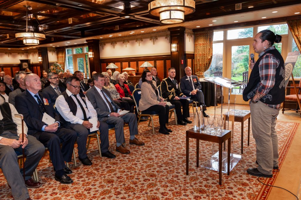Lieutenant Governor's Award ceremony, with artist Nusi Ian Reid addressing the crowd